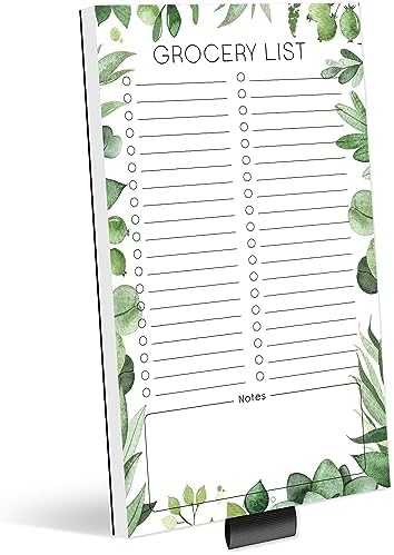 Evercio Grocery List Magnetic Notepad for Refrigerator | Floral Greenery Shopping List Cute Memo Note Pad for Fridge | Kitchen Supplies | Office Gift for Coworkers | 4.5x7.5 Inches, 50 Sheets