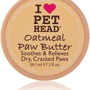 PET HEAD Oatmeal Paw Butter 2 fl. oz. Moisturizing Paw Balm, Soothes and Relieves Dry Cracked Paws and Noses, Lickable, Hypoallergenic with Natural Ingredients. Gentle Formula for Puppies. Made in USA