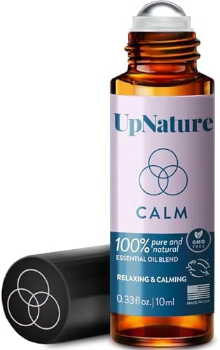 UpNature Calm Essential Oil Roll On Blend – Stress Relief & Relaxation Gifts for Women – Calming & Relaxing Self Care Aromatherapy Oils with Peppermint & Ginger – Ideal Stocking Stuffer