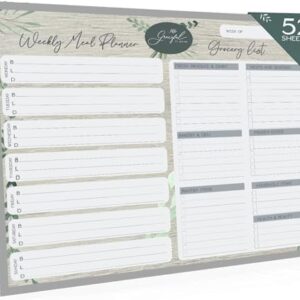 Graceful By Design Weekly Meal Planner and Grocery List Magnet Pad For Fridge or Wall - Weekly Menu Board For Kitchen and Meal Planner Magnetic with Tear-Off Grocery List Notepad - 8.5" x 11"