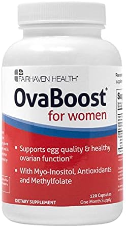 Fairhaven Health Ovaboost with Myo-Inositol, Folate, CoQ10, and Vitamins - Womens Ovulation & Egg Quality - Natural Fertility Supplement (120 Capsules)