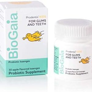 BioGaia Prodentis Kids | Dental Probiotics for Teeth and Gums | Promotes Good Oral Health & Gut Health Too | Oral Probiotics | 30 Apple-Flavored Lozenges | 1-Pack