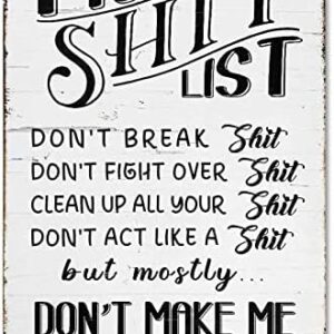 CrazySign Funny Home Sign Kitchen Door Wall Decor - Moms Shit List Kitchen Sign 8 x 12 Inch (223)