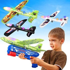 3 Pack Airplane Launcher Toy, Foam Airplane Toy for 4 5 6 7 8 9 Year Old Boys, Plane Toy for Boys Age 4-6 6-8, Outdoor Toys for Kids Gifts for 4-12 Year Old Boys Girls