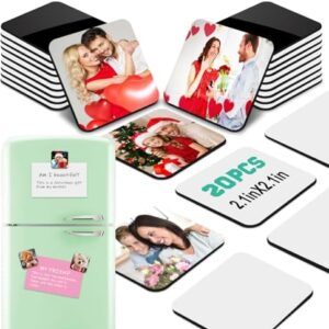 Clonivent 20 PCS Sublimation Magnet Blanks, 2x2 inch Sublimation Blank Refrigerator Magnets Personalized Fridge Soft Magnet Sticker Blanks Products for DIY Home Kitchen Decorative