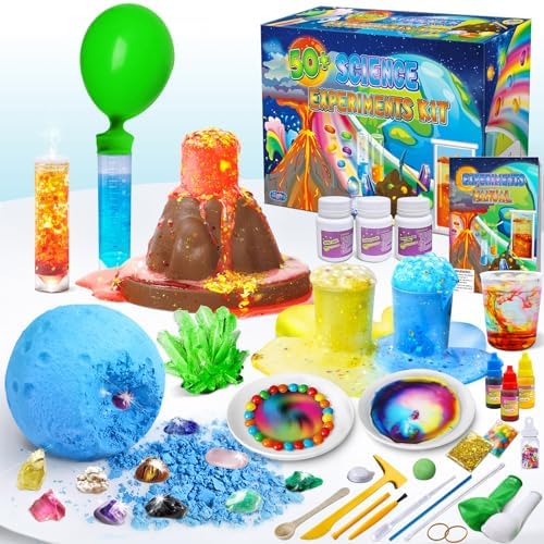 UNGLINGA 50+ Science Lab Experiments Kit for Kids, STEM Activities Educational Scientist Toys Gifts for Boys Girls Chemistry Set, Gemstone Dig, Volcano Eruption