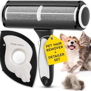 Pet Hair Remover for Couch - Reusable Lint Roller - Essential Pet Supplies Dog Products Pet Products, Dog Hair Remover for Couch, Cat and Dog Hair Remover for Car (Pet Hair Remover + Detailer)