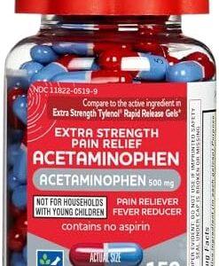 Rite Aid Extra Strength 500mg Acetaminophen Rapid Release Gelcaps - 150 Count | Joint, Muscle, Arthritis, Back Pain Relief