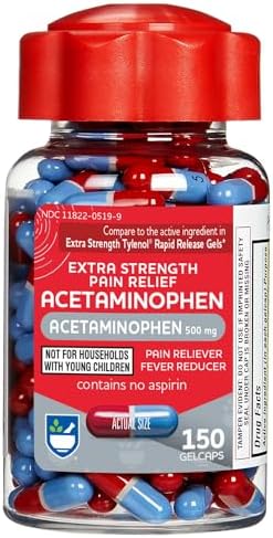 Rite Aid Extra Strength 500mg Acetaminophen Rapid Release Gelcaps - 150 Count | Joint, Muscle, Arthritis, Back Pain Relief