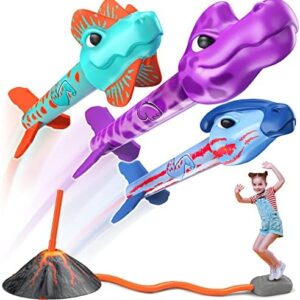 Dino Blasters, Rocket Launcher for Kids - Soars 100 Feet. Kids Outdoor Toys, Birthday Gift, for Boys & Girls Ages 3-6 Years Old - Toddler Outside Toys 4-8, Dinosaur Toy, Kids