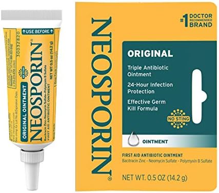 Neosporin Original First Aid Antibiotic Ointment with Bacitracin Zinc For Infection Protection, Wound Care Treatment & Scar Appearance Minimizer for Minor Cuts, Scrapes and Burns,.5 oz